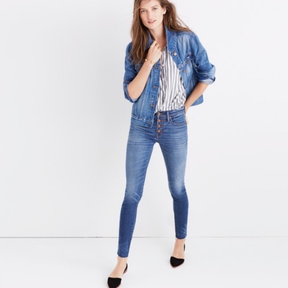 Madewell High Rise Skinny Jeans: Button-Through Edition Rizzo Wash